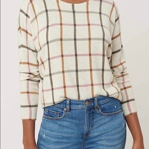 LOFT Petite ✨NWT✨ Plaid Drop Shoulder Sweater